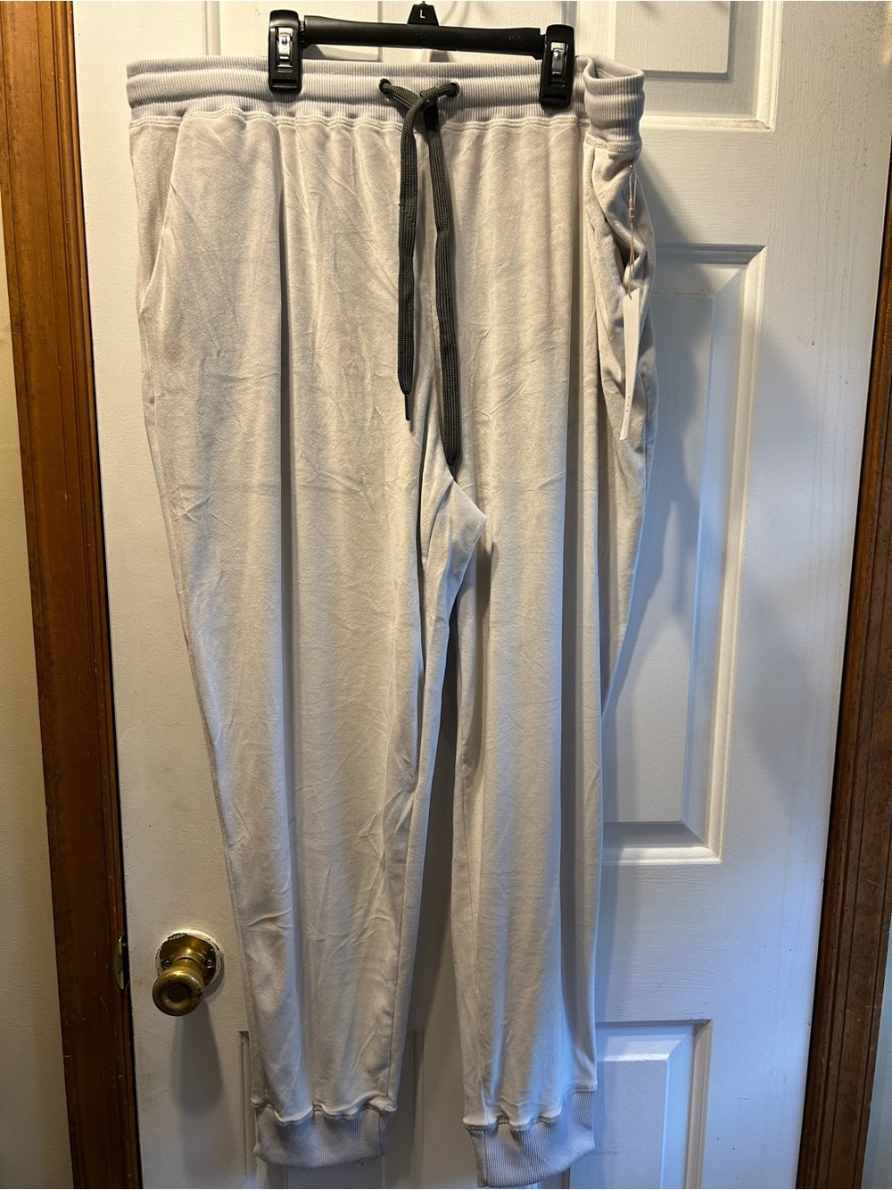 Lularoe Jax Light Gray Velour Drawstring Jogger Pants - Picture 1 of 5